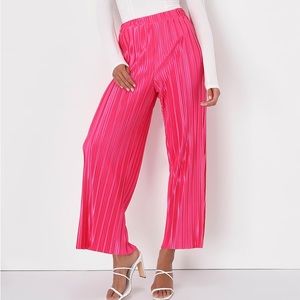 Lulus’s pink shiny satin pants | size Large | elastic waist | wide leg